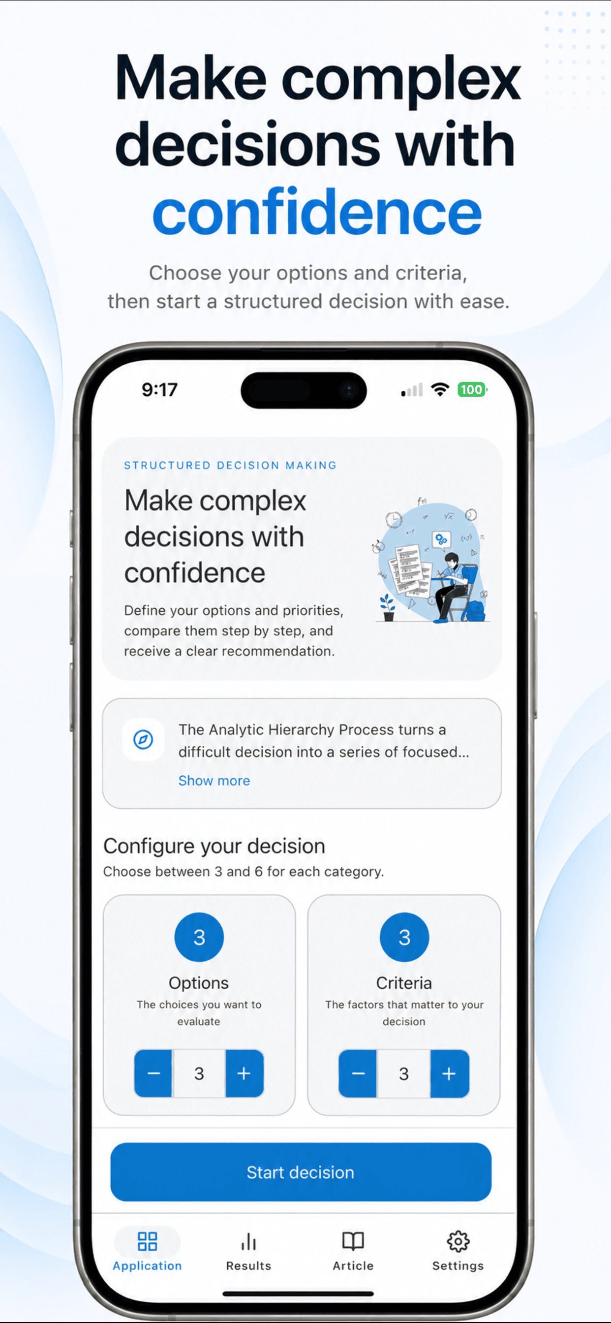 Start a structured decision in the latest AHP App