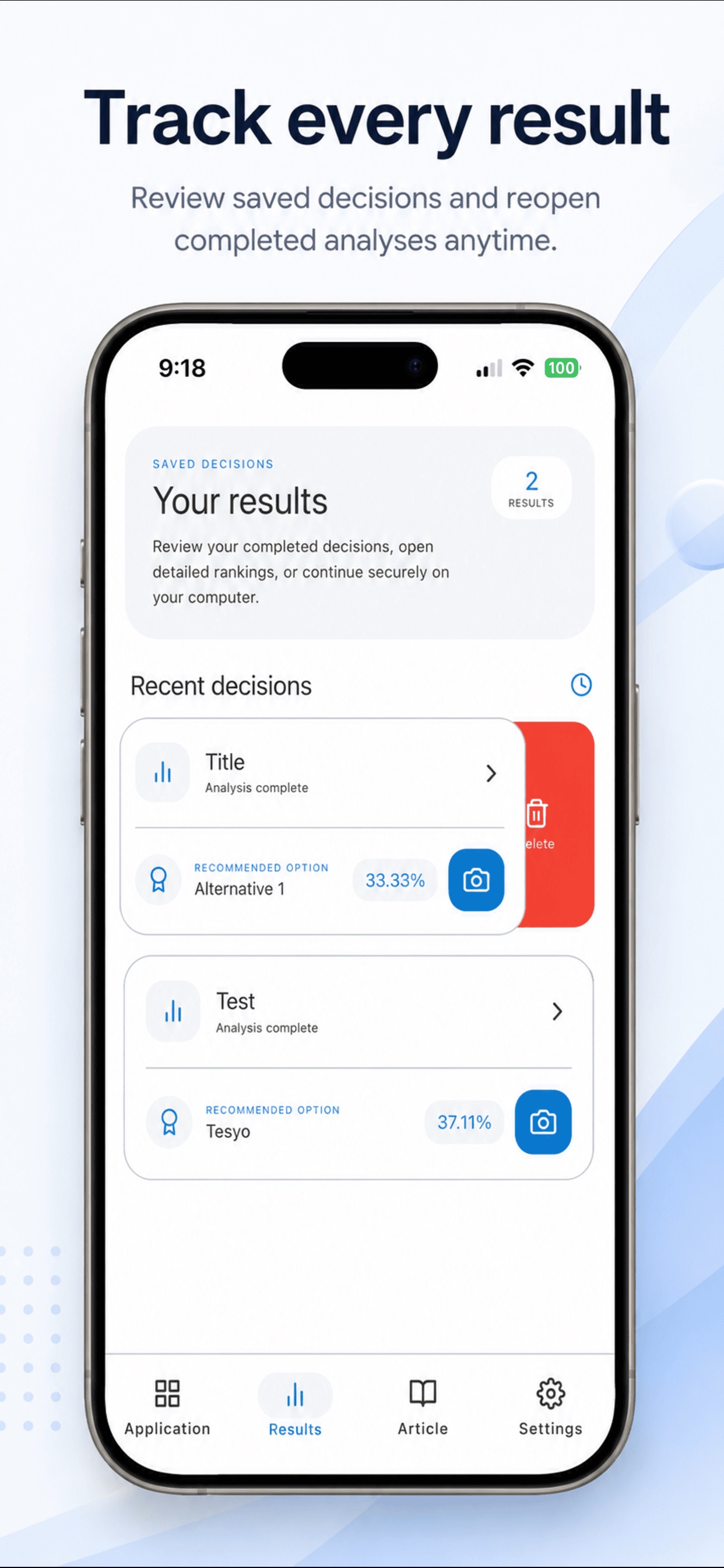 Track saved decisions in the latest AHP App
